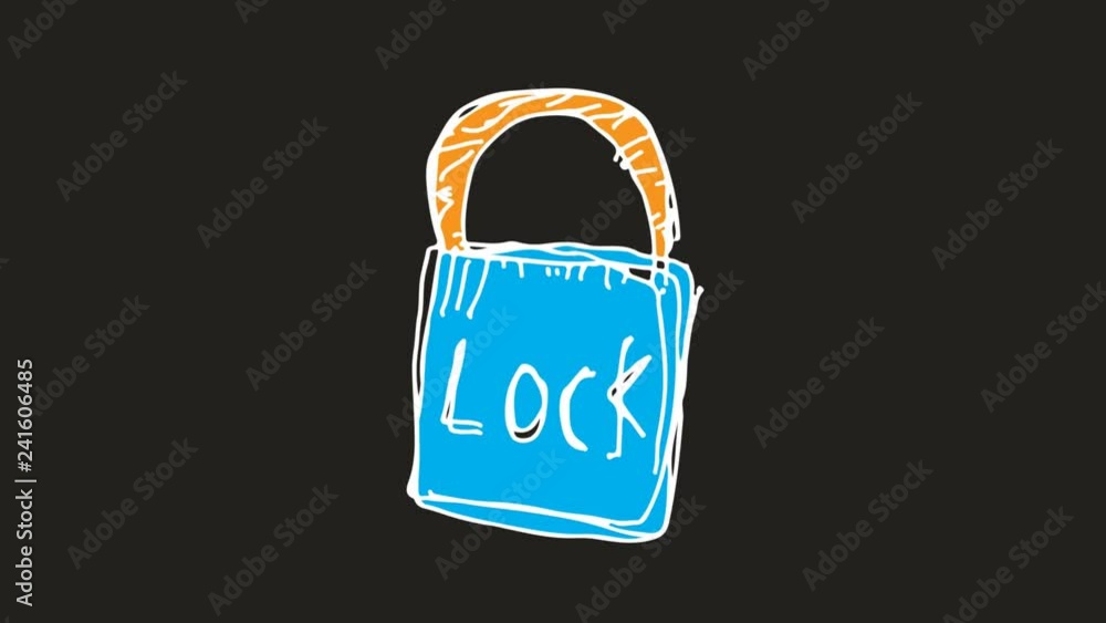 hand drawing black screen with theme of padlock hand drawing black screen with theme of padlock