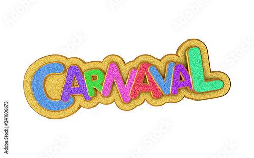 Carnival or carnaval gold colorful glitter texture font. photo