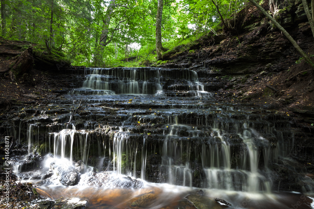 Cascades on the river shoy with a long exposure. Forest wet mood of Estonia. Cascades on the river shoy with a long exposure. Forest wet mood of Estonia.