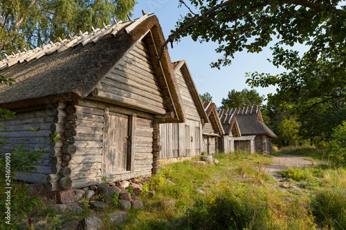Old fishermen wooden huts of Altja village at Lahemaa National Park  Estonia.