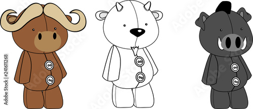 cute animals plush toy cartoons collection set in vector format very easy to edit