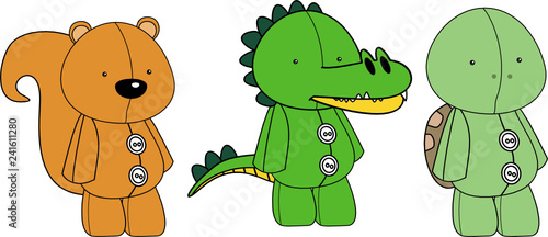 cute animals plush toy cartoons collection set in vector format very easy to edit