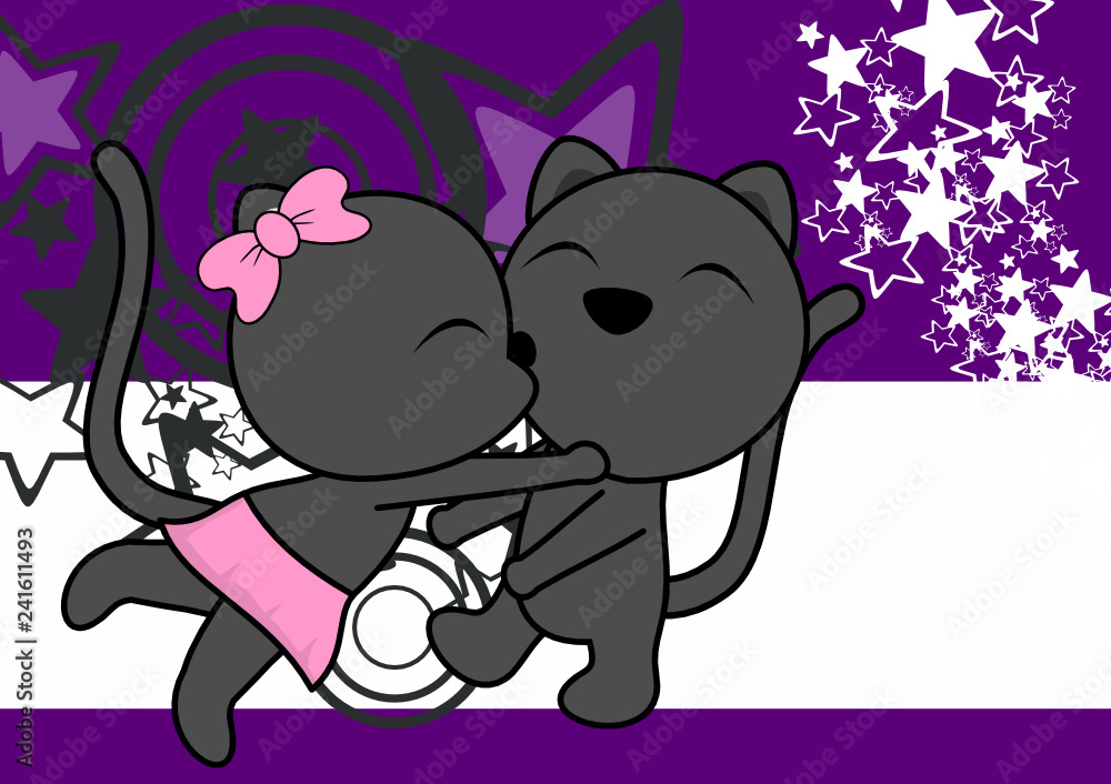 cute panther couple cartoon valentine love background in vector format very  easy to edit Stock Vector | Adobe Stock