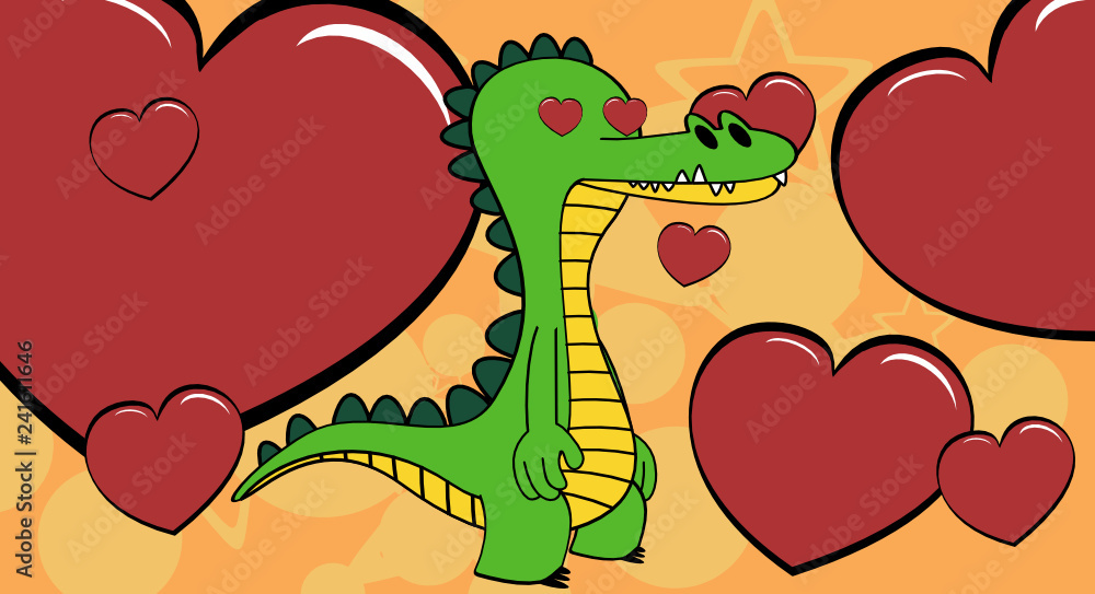 Naklejka premium funny crocodile cartoon emotion background in vector format