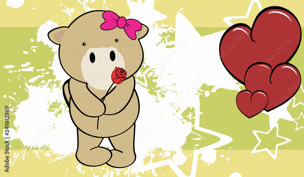 Fototapeta premium cute camel girl holding a red rosse valentine background in vector format very easy to edit