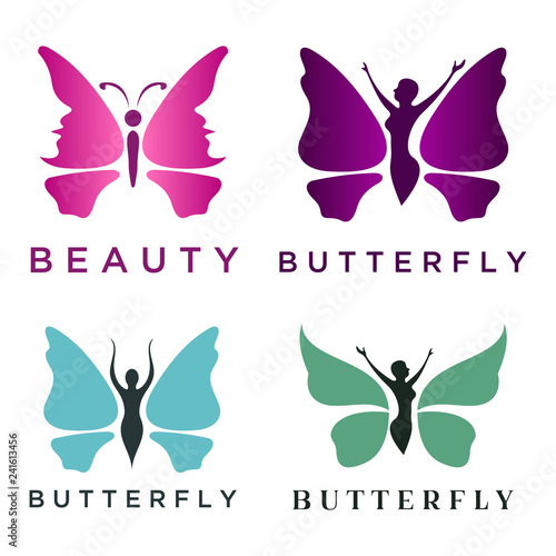 Butterfly Woman with Leaves logo design inspiration, Beautiful Butterfly logo, this logo symbolize, some thing beautiful, soft, calm, nature, metamorphosis, graceful, and elegant.