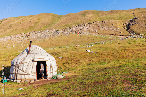 Yurt near Songkol Lake, Kyrgyzstan photo