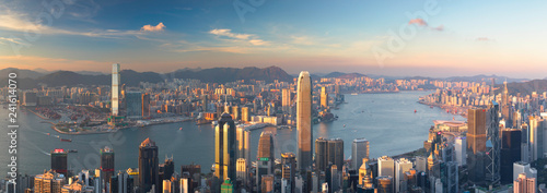 Skyline of Hong Kong Island and Kowloon from Victoria Peak, Hong Kong Island, Hong Kong, China photo