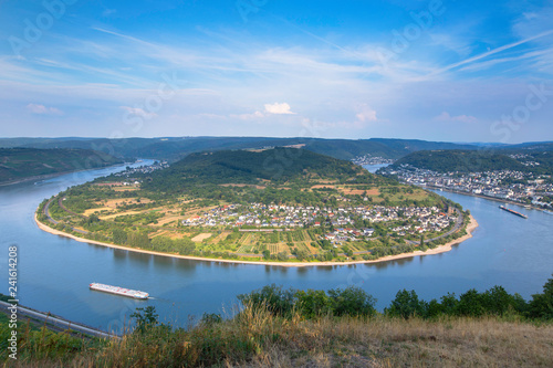 View of bend in River Rhine, Boppard, Rhineland-Palatinate, Germany photo