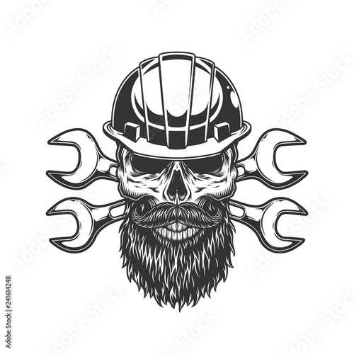 Bearded and mustached builder skull