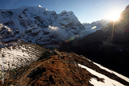 Mountain landscape at 5000 metres, high Khumbu, Himalayas, Nepal photo