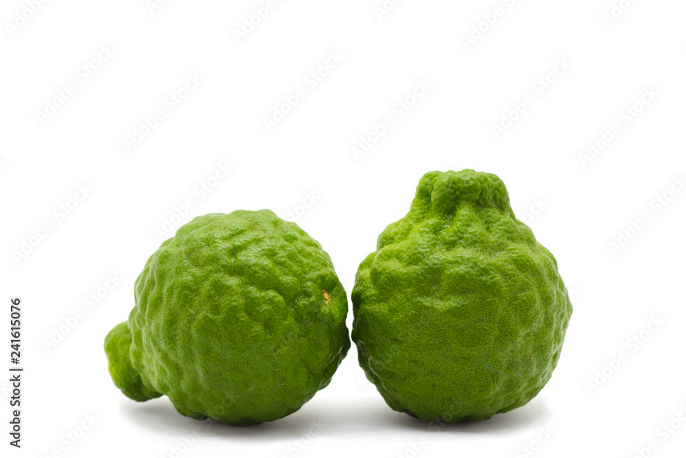 Fototapeta premium Bergamot (Citrus hystrix) isolate on white background.