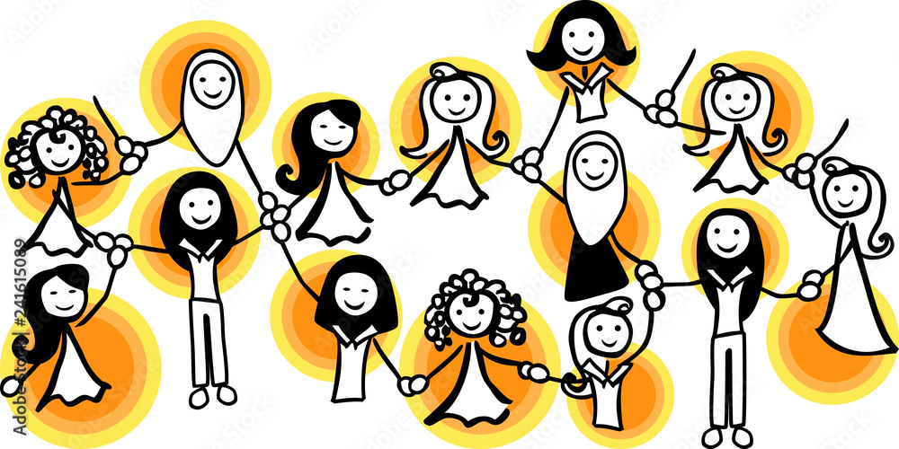 Network of females with different ethnicity with yellow points by jziprian Network of females with different ethnicity with yellow points by jziprian