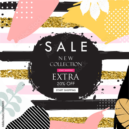 Sale website banner. Sale tag. Sale promotional material vector illustration. Design for social media banner, poster, email, newsletter, ad, leaflet, placard, brochure, flyer, web sticker