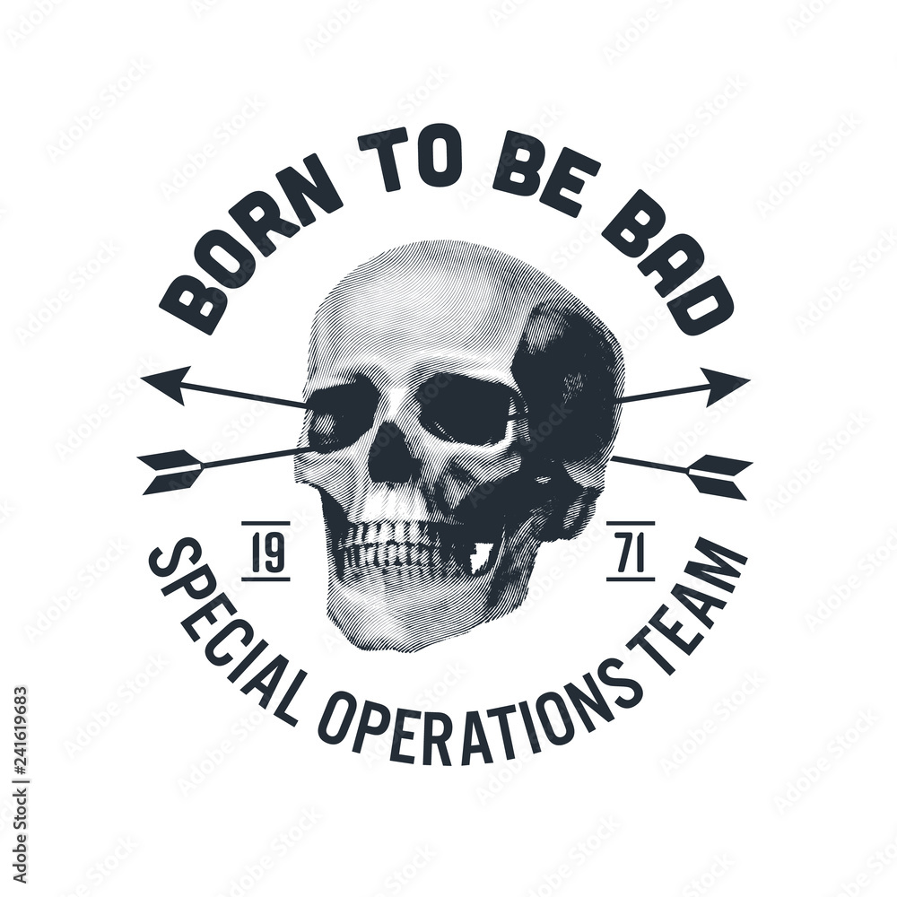 Skull emblem concept with arrows. Vector illustration. Skull emblem concept with arrows. Vector illustration.