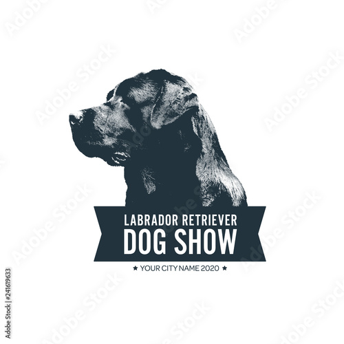 Dog show badge template. Vector illustration.