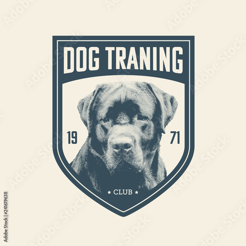 Dog training center badge templates. Design elements for logo, label, icon. Vector illustration