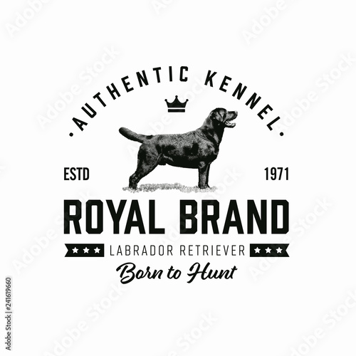 Retro dog badge template. Vector illustration.