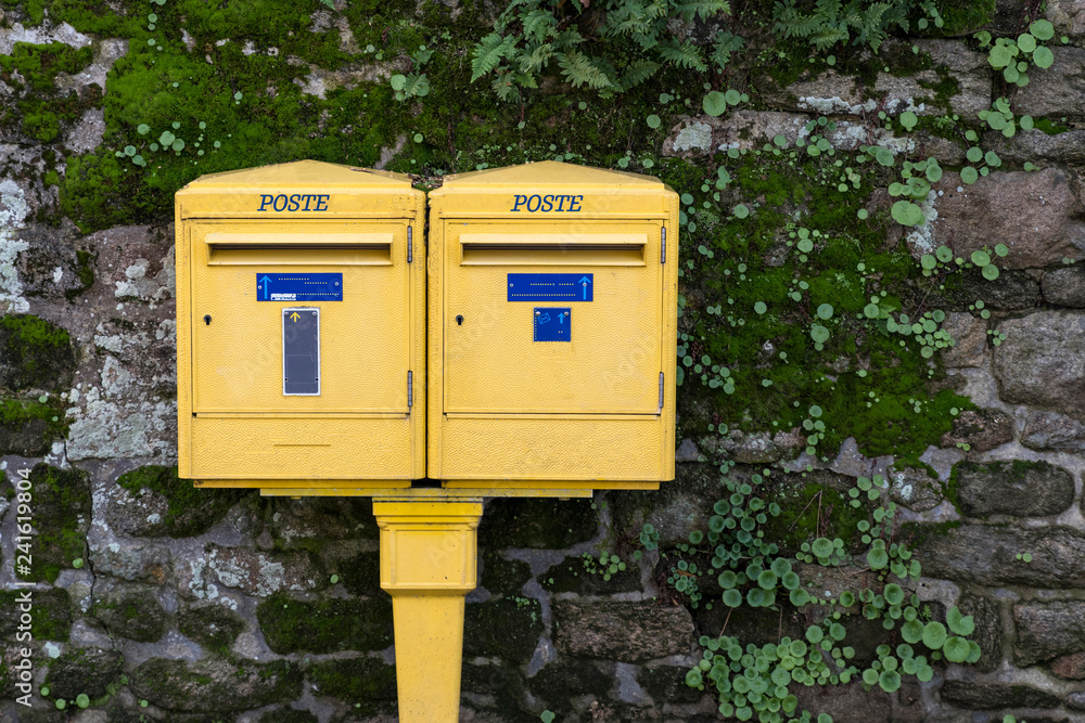 Two French letterboxes, with the word Two French letterboxes, with the word