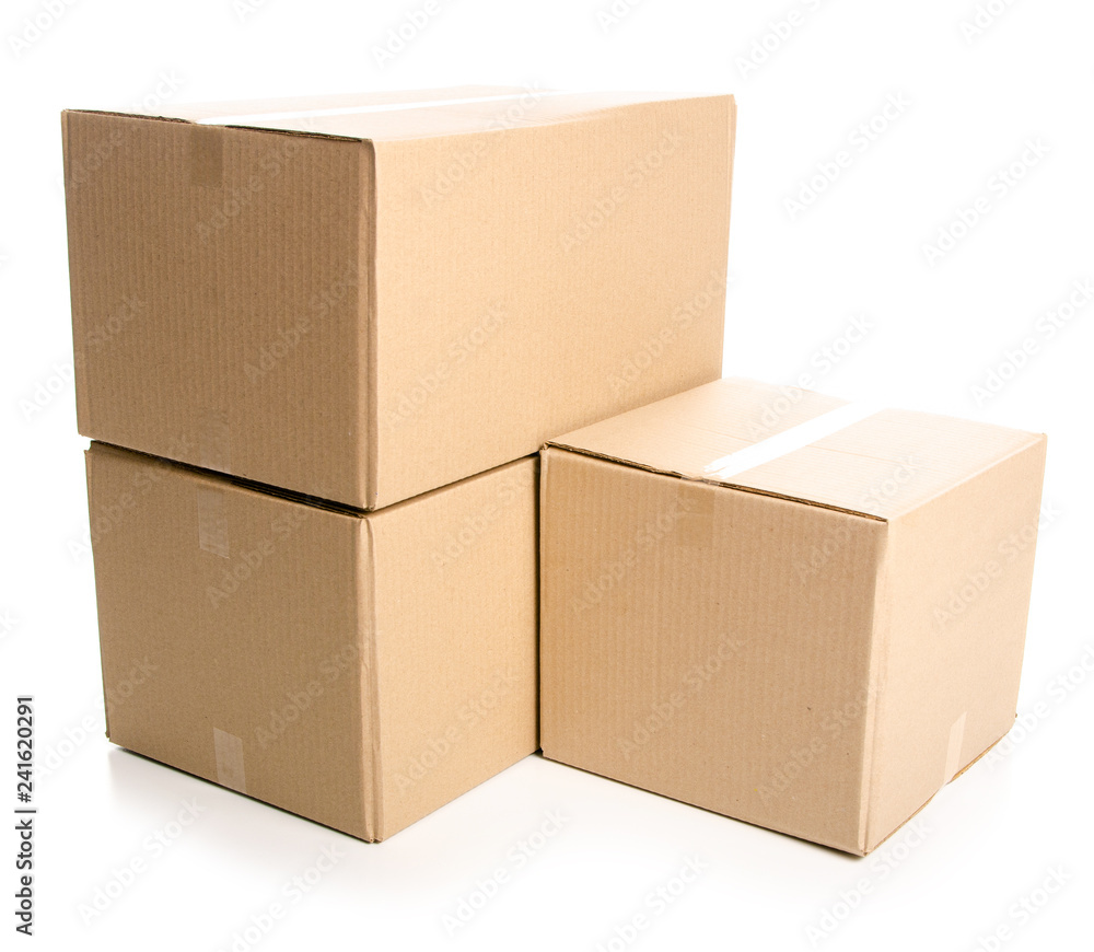 Boxes delivery package on white background isolation
