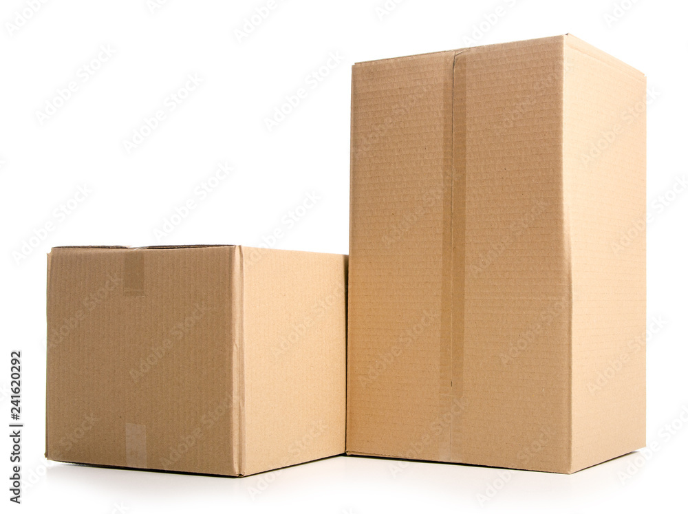 Boxes delivery package on white background isolation Boxes delivery package on white background isolation