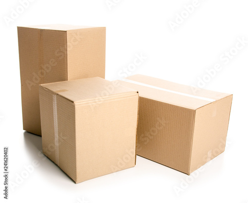Boxes delivery package on white background isolation © Kabardins photo