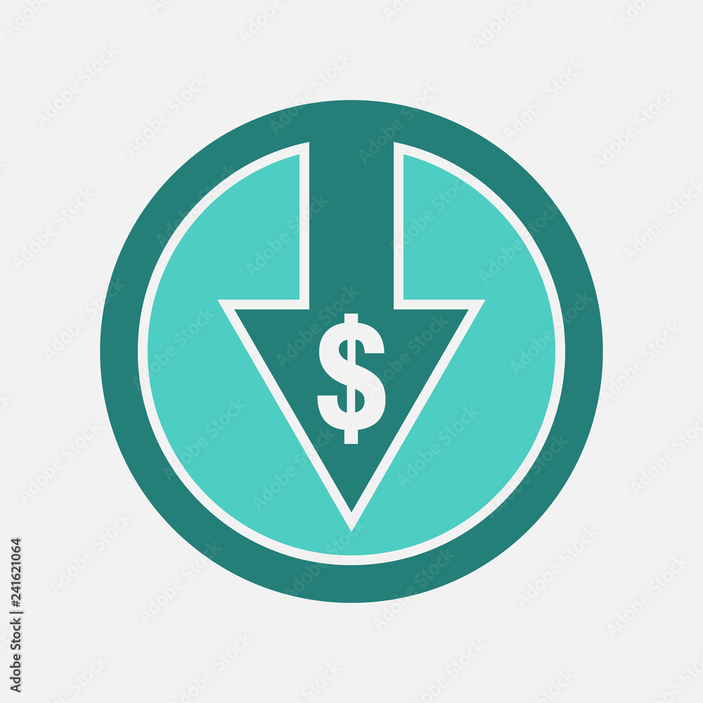 vector icon of cost reduction, business concept, currency receip vector icon of cost reduction, business concept, currency receip
