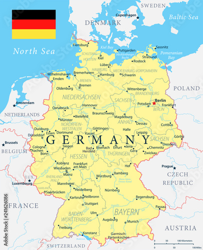 Germany Map - Yellow - Highly detailed vector illustration