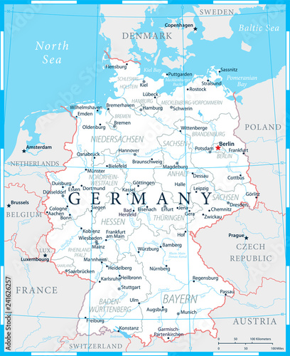 Germany Map - White and Grid - Highly detailed vector illustration