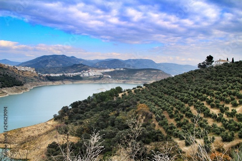 Views of the swamp and village of Iznajar