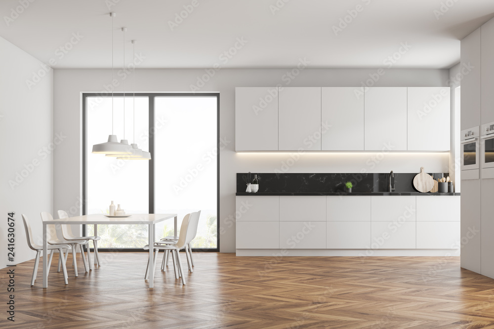 Fototapeta premium White kitchen interior with table