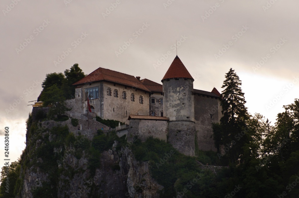 Bled castle, Slovenia in sunset