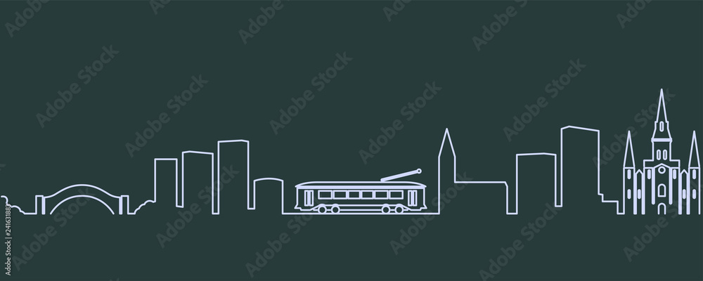 Naklejka premium New Orleans Single Line Skyline