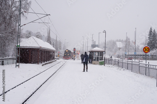 Train in winter photo