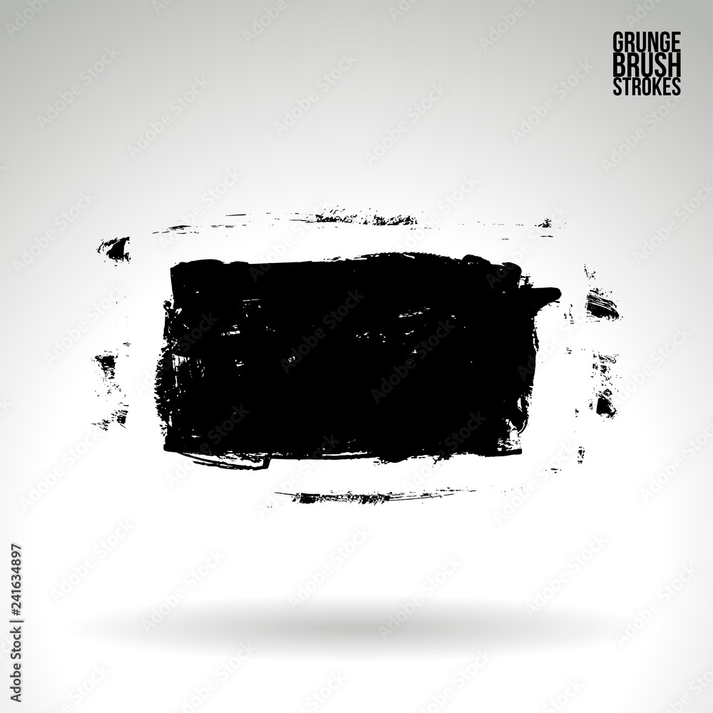 Fototapeta premium Black brush stroke and texture. Grunge vector abstract hand - painted element. Underline and border design.
