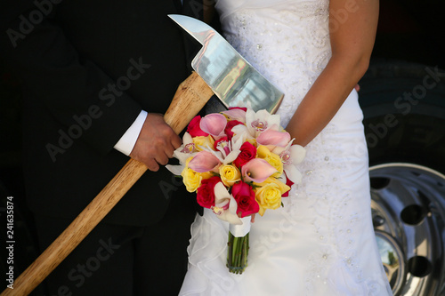 Wedding firefighter groom