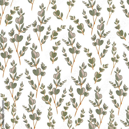 Vector floral pattern of branches. Natural elegant floristic surface design
