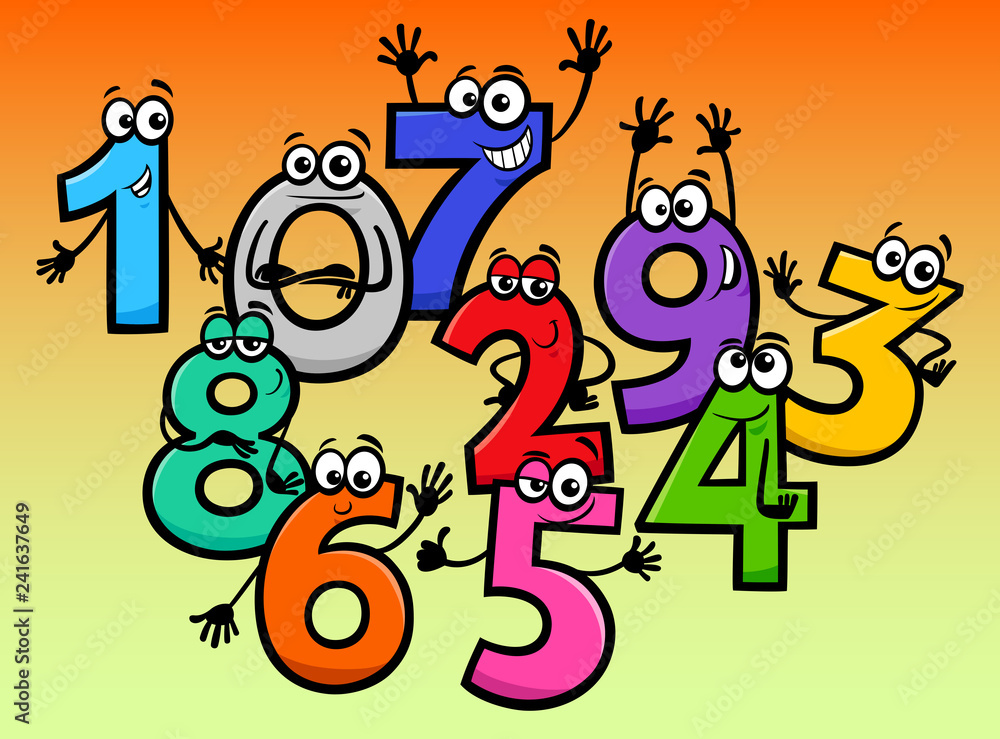 Fototapeta premium happy basic numbers cartoon characters