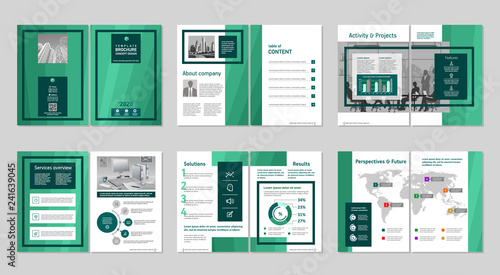 Brochure creative design. Multipurpose template, include cover, back and inside pages. Trendy minimalist flat geometric design. Vertical a4 format.