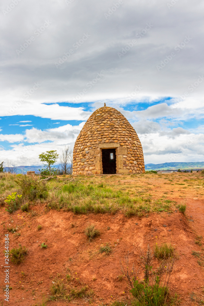 A typical stone hut in La Rioja, Spain, route Ventosa-Najera, on the Way of St. James, Camino de Santiago