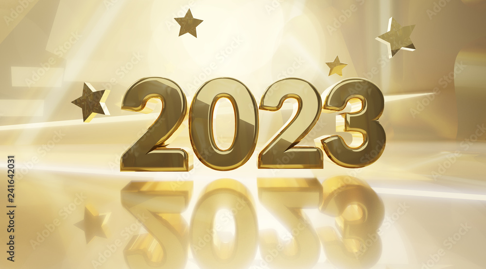 golden design background 2023 3d-illustration Stock Illustration ...