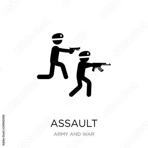 assault icon vector on white background, assault trendy filled i