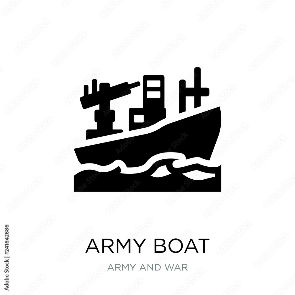 army boat icon vector on white background, army boat trendy fill army boat icon vector on white background, army boat trendy fill