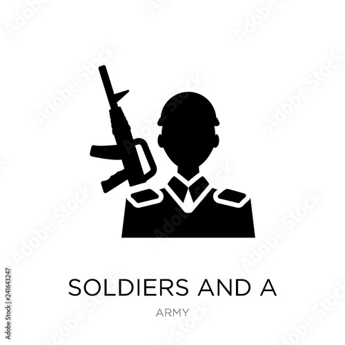 soldiers and a weapon icon vector on white background, soldiers