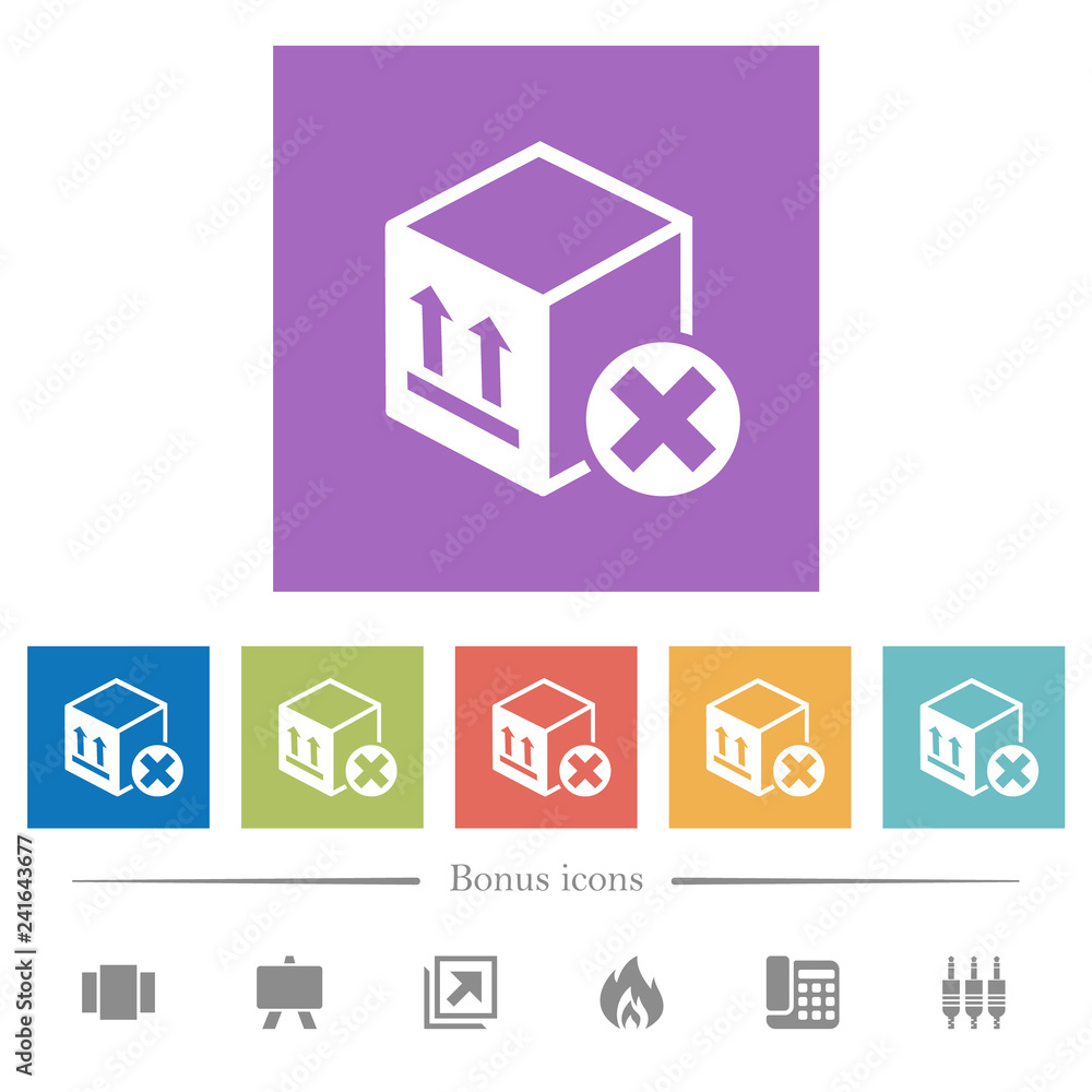Package cancel flat white icons in square backgrounds Package cancel flat white icons in square backgrounds
