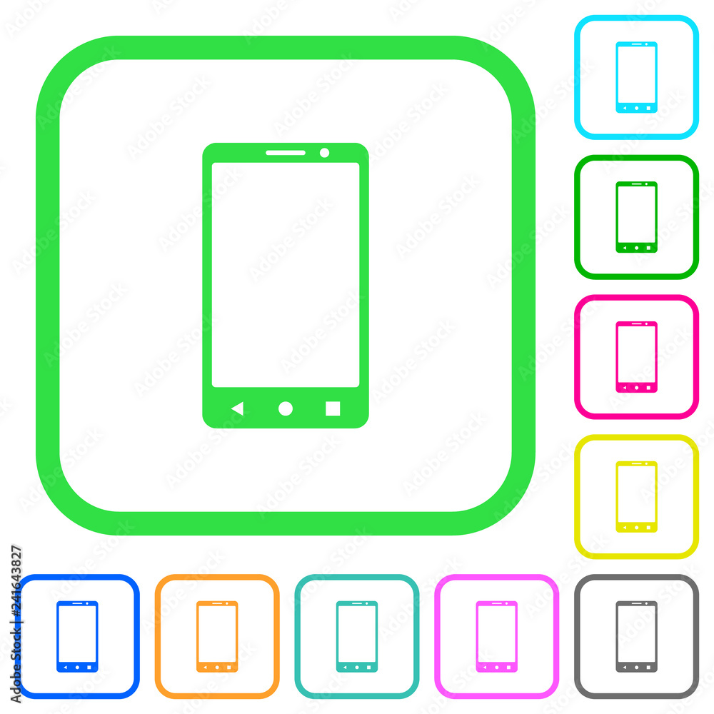 Modern mobile phone with three button vivid colored flat icons Modern mobile phone with three button vivid colored flat icons
