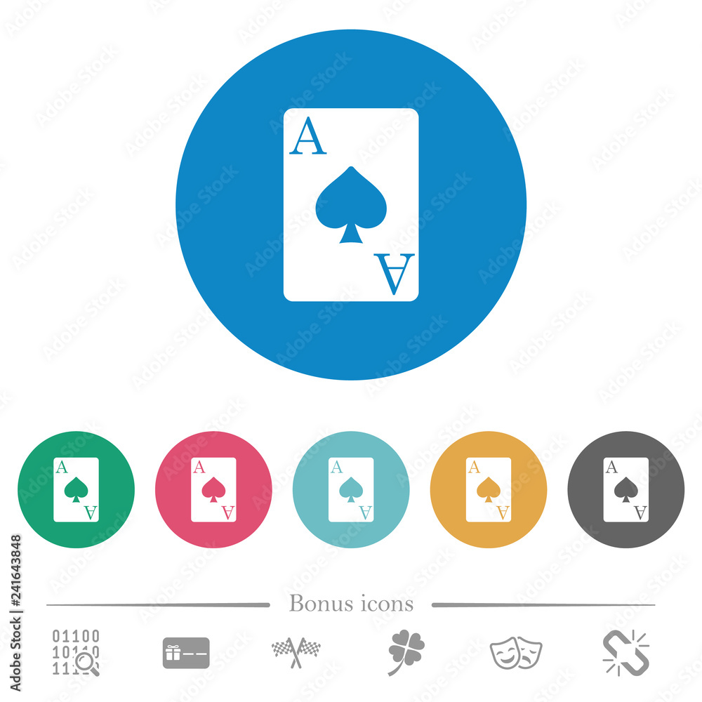 Ace of spades card flat round icons Ace of spades card flat round icons