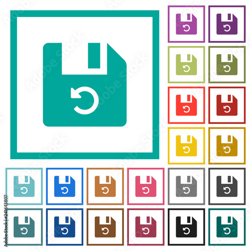 Undo last file operation flat color icons with quadrant frames