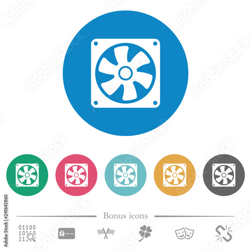 Computer fan flat round icons