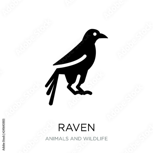 raven icon vector on white background, raven trendy filled icons